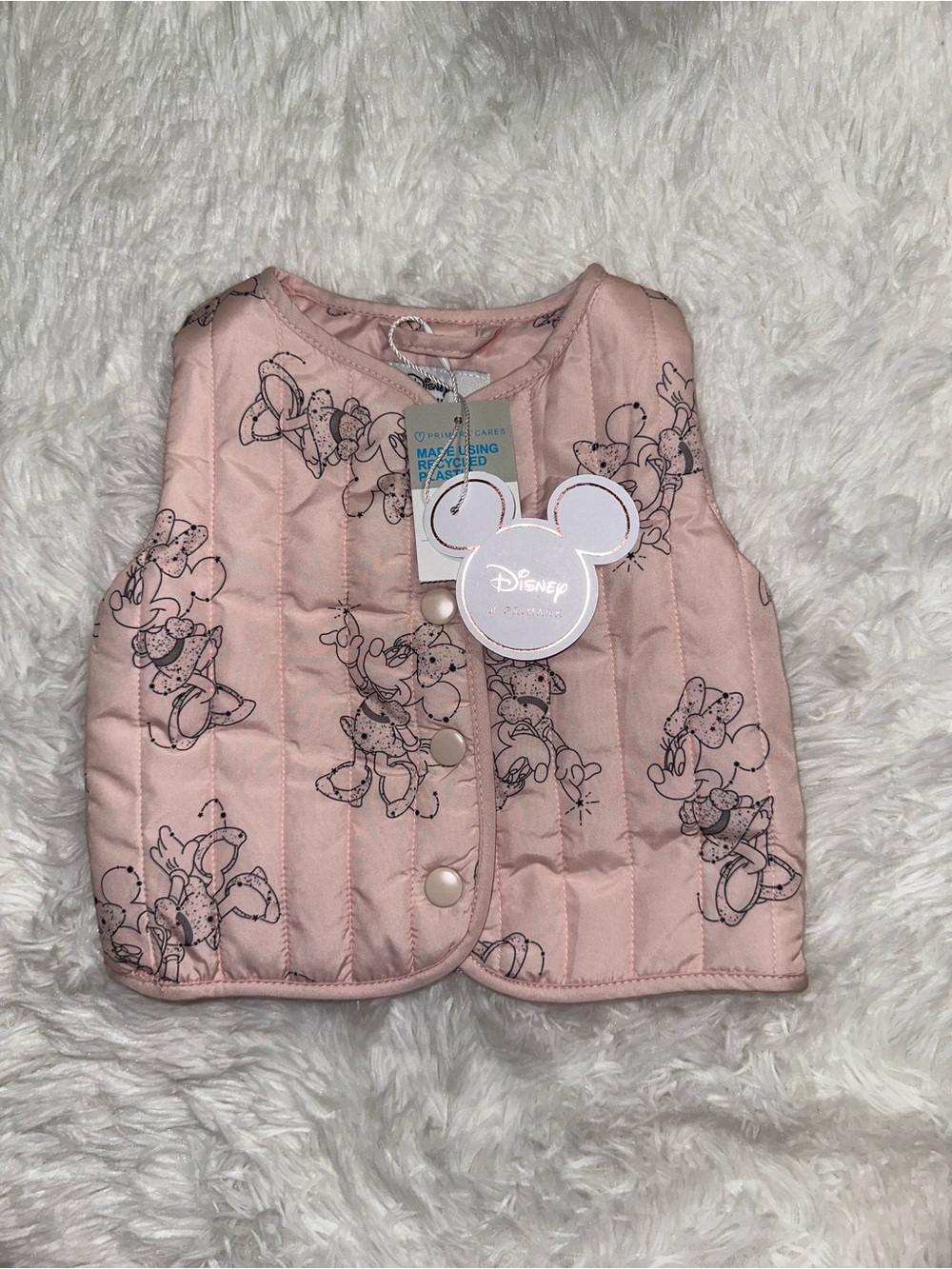 Disney Pink Minnie Mouse Quilted Snap Vest for Kids